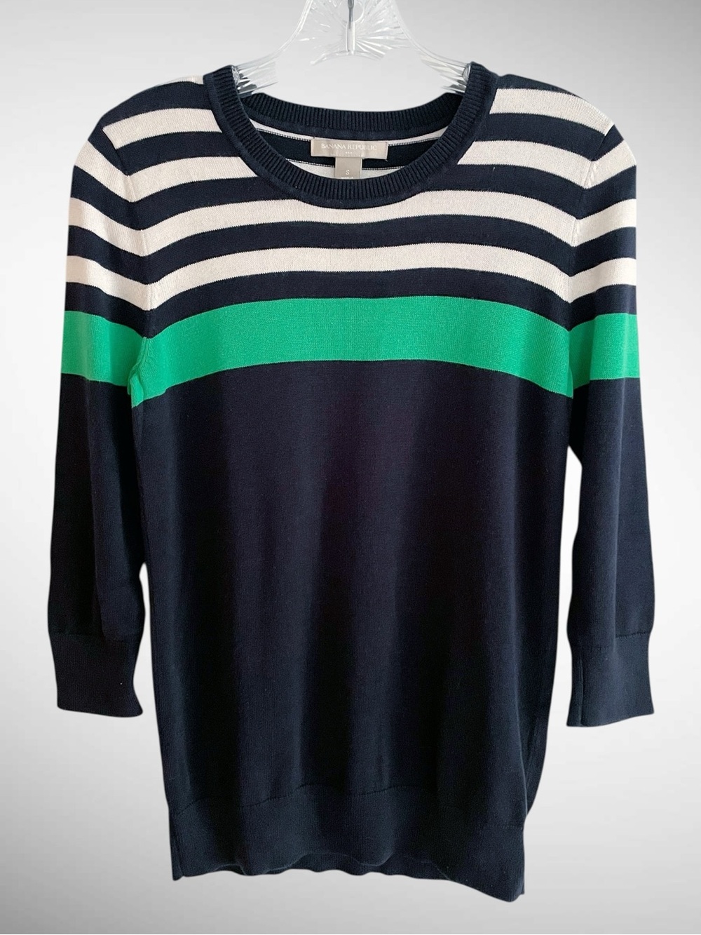 Banana Republic Striped Pullover Sweater 3/4-Sleeves